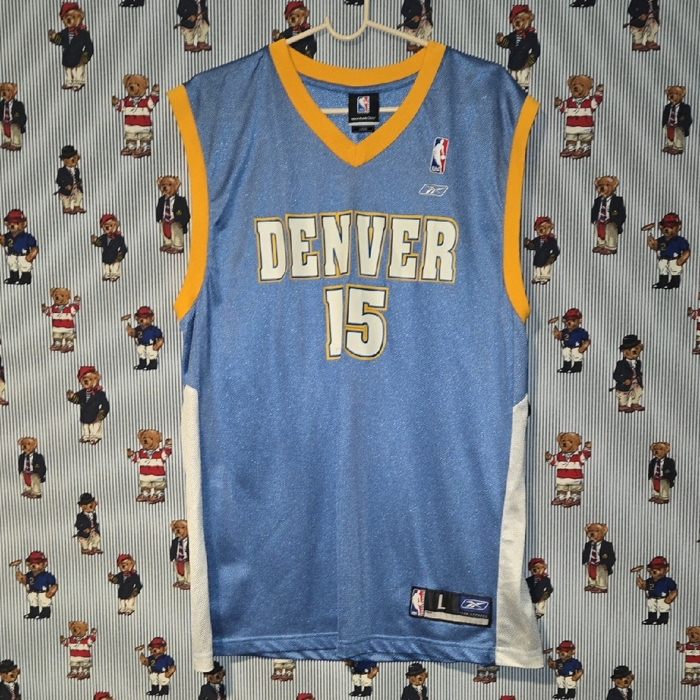 Vintage Reebok Denver Nuggets Carmelo Anthony #15 NBA Jersey Large Blue/Yellow - Picture 2 of 10